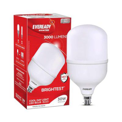 Eveready 3B65PB00030 30W Led Hammer Bulb | b22 High Cri & High Efficiency | Energy Efficient | Long Life & Low Maintenance | Pack Of 1| 4Kv Surge Protection | Cool Day Light (6500K)