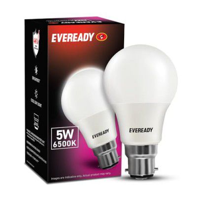 Eveready 5W Led Light Bulb | Long Life & Low Maintenance | Mercury-Free | High Efficiency & Glare-Free Light | 100 Lumens Per Watt | Cool Day Light (6500K), B22