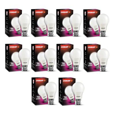 Eveready 7W Led Light Bulb | Energy Efficient| With 4Kv Surge Protection For 440 V | 100 Lumens Per Watt | Cool Day Light (6500K) | Pack Of 10 - B22D