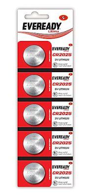 Eveready Ultima Coin Battery 3V | CR2025 | Made with High-Purity Lithium | with Child Proof Packaging | Best Suited for Car Key Fobs, Small Remotes, Medical Devices & Sensors | Pack of 5