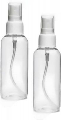 EverGlam 2 Transparent Empty Spray Bottle 50 ml Each Bottle Each (Pack of 2) 100 ml Spray Bottle  (Pack of 2, Clear, Plastic)