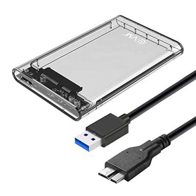 EVM 2.5" SATA SSD Casing USB 3.0 - Portable External Hard Drive/SSD Transparent Case Cover - Fast Transfer Speeds Upto 5Gbps, On-The-Go Storage & Data Backup (ESC-TP01)