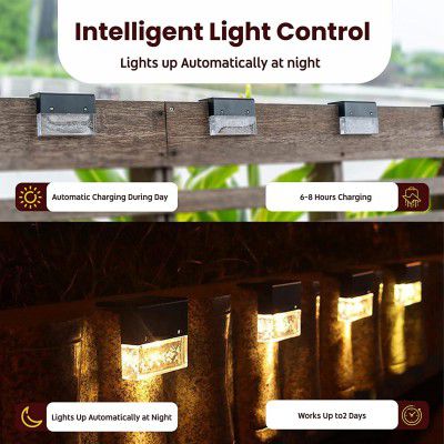 EVRUM Plastic Solar Light Outdoor Panel Led Light Decoration Waterproof Lights For Deck, Patio, Railing Step Light (Pack of 1)