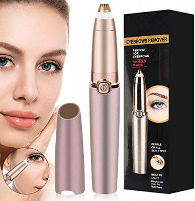 Eyebrow Hair Remover, Painless Precision Eyebrow Trimmer Brows Epilator Eye Brow Facial Face Razor 4for Women Men, Gold 