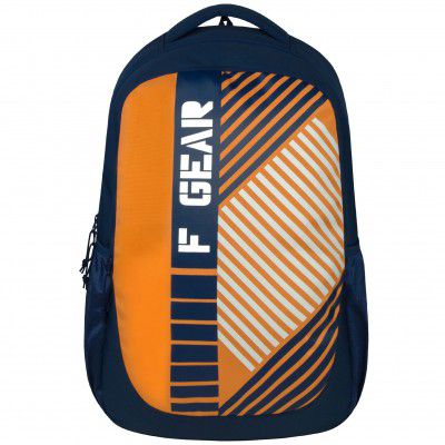 F Gear Squad Laptop Casual College Bag 27L Navy Blue Orange Backpack