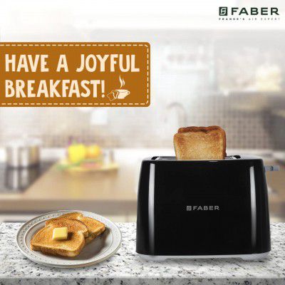 Faber FT 900W BK 900-Watt 2-Slice Pop-up Toaster (Black)