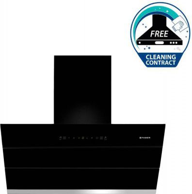 FABER HOOD BLISS FL SC AC BK 90 Auto Clean Wall Mounted Chimney  (Black 1350 CMH)