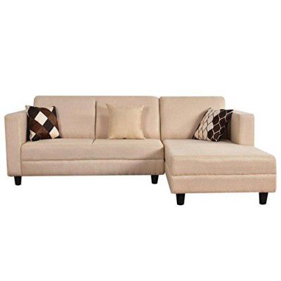 FabHomeDecor Wood Furny Calista 5 Seater RHS Sectional Sofa (Beige)