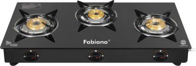 Fabiano 3 Burner Curl Smart Toughened Glass ISI Certified, LPG To PNG Convertible Glass Manual Gas Stove  (3 Burners)