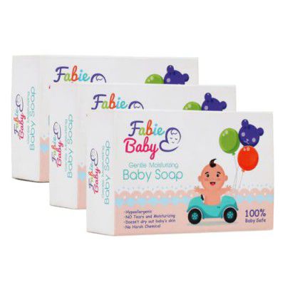 Fabie Baby Gentle Moisturizing Baby Soap, Dermatologically Tested, Prevents Dryness & Rashes, Keeps Baby’s skin Soft, Supple & Healthy, Combo Offer Pack (Pack of 3)