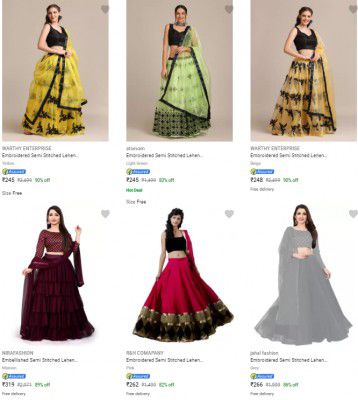 Fabrics Gowns Lehengas Upto 90% off