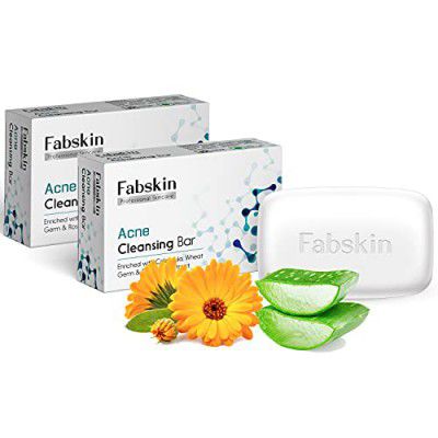 Fabskin Calendula Acne Soap 75gm | Pack of 2 | Face, Back & Body Acne Wash | Anti Acne & Pimple Cleansing Bar