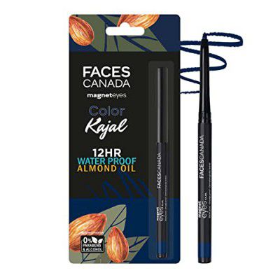 FACES CANADA Magneteyes Color Kajal - Blue Motivation 01, 0.30g | Highly Pigmented Kohl | 12 Hr Long Stay | Matte Finish | Single Stroke Glide | Water Proof | Smudge Proof | Almond Oil Enriched