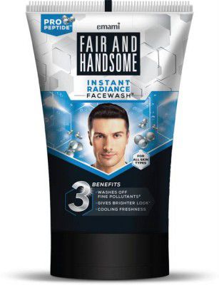 FAIR AND HANDSOME Instant Radiance Pro-Peptide | Washes off Fine Pollutants | Cooling Freshness Face Wash (100 g)