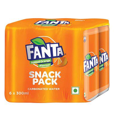 FANTA Orange Flavoured Soft Drink Can, 300 ml (Pack of 6)