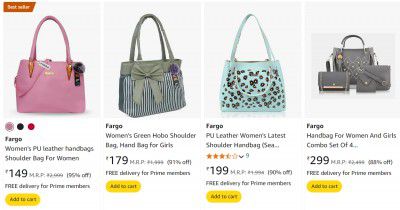 Fargo Handbag For Women And Girls upto 95% Off