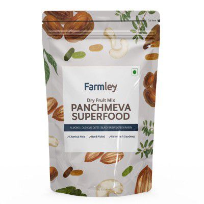 Farmley Dry Fruit Mix | Panchmeva Combo of Almond, Cashew, Dates, Black Raisin, Green Raisin (Farmley Dry Fruits Mix Panchmeva 1 Kg)