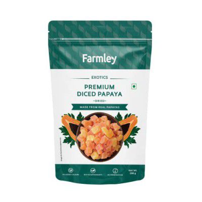 Farmley Premium Diced Papaya Dried Fruits 200 gram | No Added Colours and Preservatives | Sweet and Delicious Real Papaya Taste