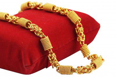 Fashion N More Gold Plated Chain For Men, Gold Plated Designer Spiga Link Handmade Chain For Men, 20" Inches