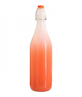 Favola Essentials Frosted Design Glass Airtight Water Bottle, 1 Litre, Orange