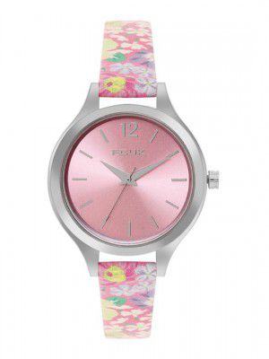 FCUK Women Floral Print Leather Straps Analogue Watch FK00032C