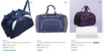 Fedra Duffel Bags Upto 89% Off | Start at Rs 317