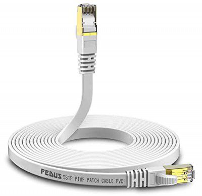 FEDUS Cat7 Ethernet Cable, Pure Copper Flat RJ45 LAN Cable 10 Gigabit 600MHZ, LAN ADSL (3-METER.)