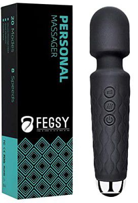 FEGSY Personal Body Massager for Women, Men, Rechargeable Wireless Vibration Machine for Female with 20 Vibration Modes, 8 Speeds, Flexible Head for Targeted Compression (Black)