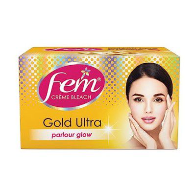 Fem Fairness (Gold Ultra) Crème Bleach - 30g | Advanced Parlour Like Glow System | Removes Tan, Brightens Skin & Gives Radiant Complexion | For All Skin Types | No Added Ammonia