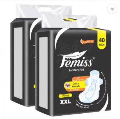 Femiss Sanitary Pads for Women Trifold pads (XXL-Size, 290 MM, (40 Pads Each) Sanitary Pad  (Pack of 2)