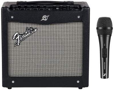 Fender Mustang I 2300104900 (V2) 230V Guitar Amplifier + Sennheiser Xs-1 Dynamic Cardioid Microphone For Solo Vocals, Speech And Choir Miking