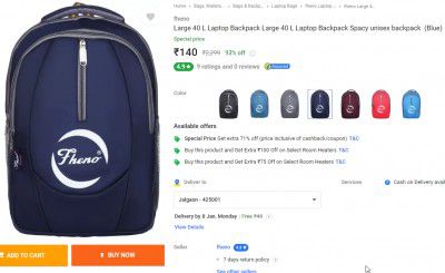 fheno Large 40 L Laptop Backpack