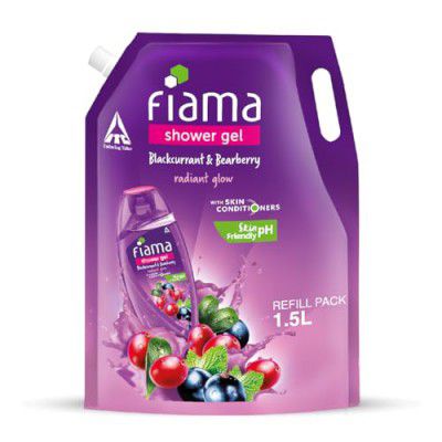 Fiama Body Wash Shower Gel Blackcurrant & Bearberry, 1.5L Body Wash Refill Pack for Women & Men