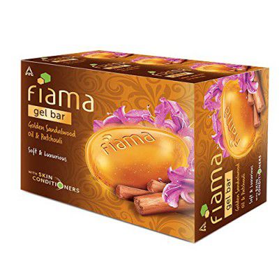 Fiama Gel bathing bar Golden Sandalwood oil and Patchouli with skin conditioners for soft and luxurious skin, 125gx3