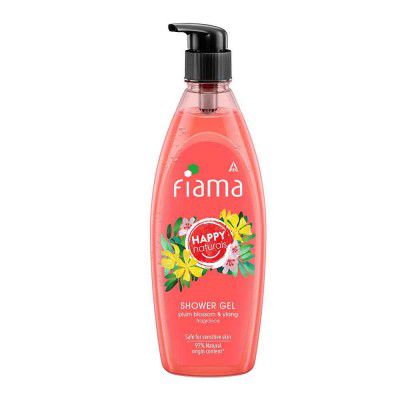 Fiama Happy Naturals shower gel, Plum blossom and ylang with 97% natural origin content with skin conditioners for moisturized skin - 500ml