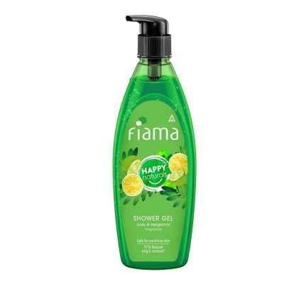 Fiama Happy Naturals Shower Gel, yuzu and bergamot with 97% natural origin content, 500ml