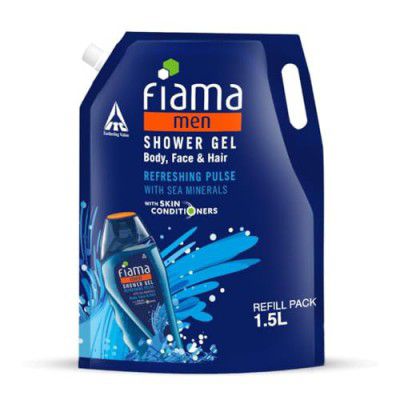 Fiama Men Body Wash Shower Gel Refreshing Pulse, 1.5L Body Wash Refill