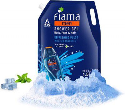 FIAMA Men Body Wash Shower Gel Refreshing Pulse Value Pouch, For Moisturized Skin  (1.5 L)