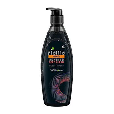 Fiama Men shower gel, deep clean with charcoal and grapefruit, skin conditioners for refreshed skin, bodywash 500ml bottle