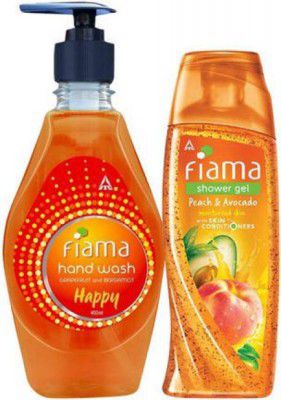 FIAMA Peach & Avocado Shower Gel 250ml with Happy Moisturising hand wash 400ml  (2 Items in the set)