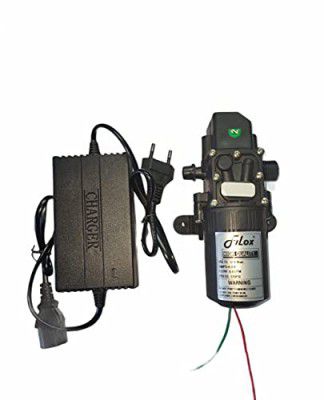 Filox Water Pump Battery Sprayer Motor High Performance 100 PSI Pressure Switch DC 12V 80W Micro Electric Diaphragm + Free Adapter SMPS (Black)