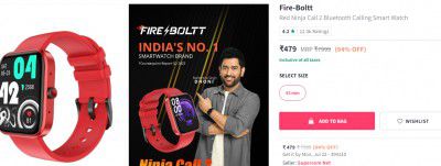 Fire-Boltt Red Ninja Call 2 Bluetooth Calling Smart Watch