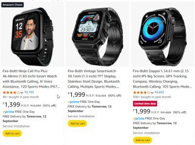 Fire-Boltt SmartWatch upto 93% off starting From Rs.1399