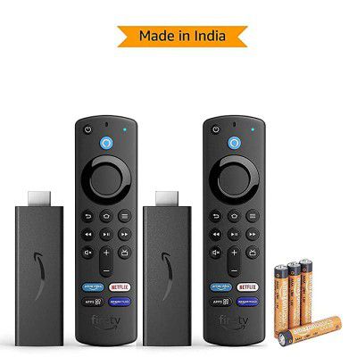 Fire TV Stick (Pack of 2) + AmazonBasics AAA Alkaline Non-Rechargeable Batteries (4 Pack) Combo