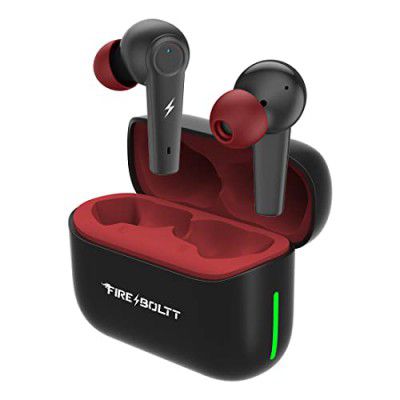 Fireboltt Fire Pods Vega 811 TWS earbuds with captivating RGB lights, Bluetooth 5.3, Gaming Mode, Quad Mic ENC, and voice assistance (Black Red)