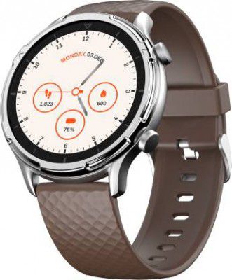 Fitshot Saturn 1.32-inch round CosmicDisplay 360*360 High Resolution with BT Calling Smartwatch (Brown Strap, Regular)