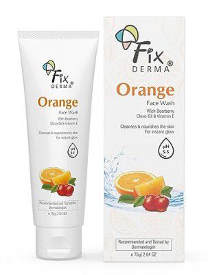 Fixderma Orange Face Wash with Vitamin E & Bearberry | Tan Removal Face Wash | Face Wash & Face Cleanser | Face Wash for Oily Skin (All Type Skin) | Face Wash for Women & Men - 75g