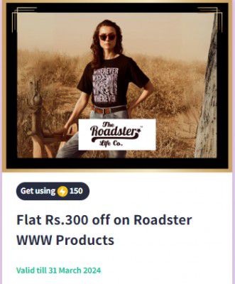 Myntra Insiders: Flat 300₹ Off on ROADSTER Products Using 150 SuperCoins