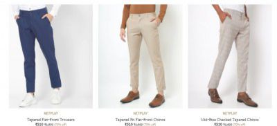 Flat 75% Off On NETPLAY Men's Trousers | Starts ₹275