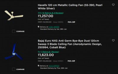 Flat 70% off on Top Brand Ceiling Fans | Bajaj, Crompton, Usha, Havells and many more